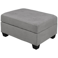 Canapé d'angle moderne en L de 112 pouces avec méridienne réversible, pouf de rangement et deux porte-gobelets - 112L x 80P x 33,7H