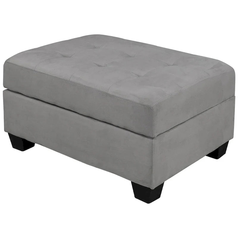 Canapé d'angle moderne en L de 112 pouces avec méridienne réversible, pouf de rangement et deux porte-gobelets - 112L x 80P x 33,7H
