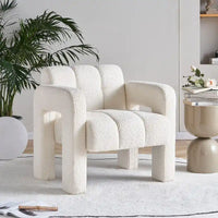 Fauteuil d'appoint large rembourré en tissu bouclé pour le salon