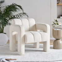 Fauteuil d'appoint large rembourré en tissu bouclé pour le salon