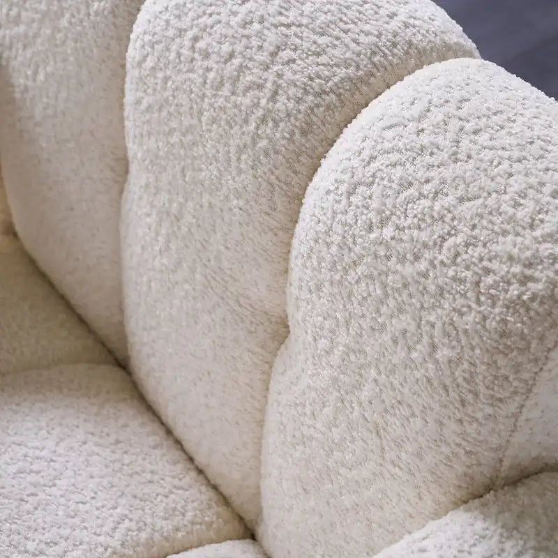 Fauteuil d'appoint large rembourré en tissu bouclé pour le salon
