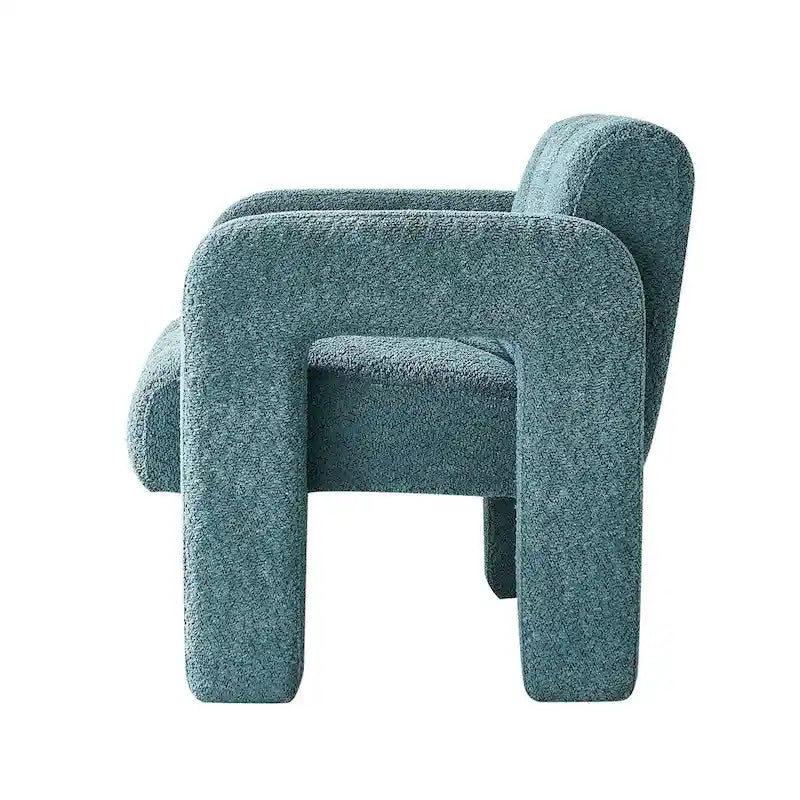 Fauteuil d'appoint large rembourré en tissu bouclé pour le salon
