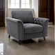 Fauteuil d'appoint Sen 37 pouces, accoudoirs capitonnés, rembourré, lin gris, bois massif