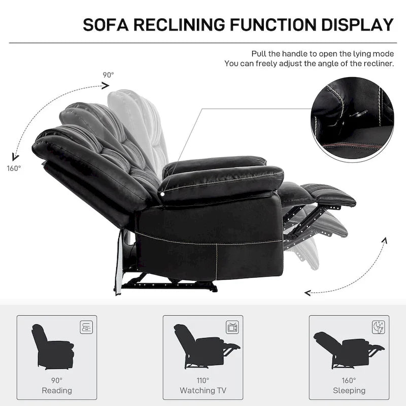 Fauteuil de massage inclinable en cuir respirant, canapé manuel inclinable pour salon