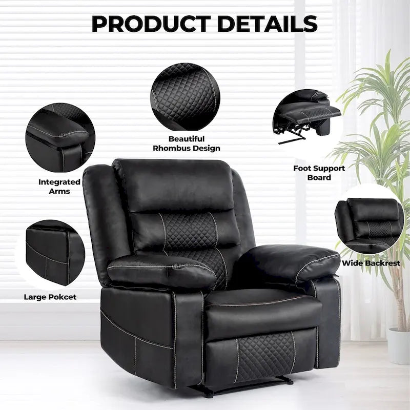 Fauteuil de massage inclinable en cuir respirant, canapé manuel inclinable pour salon