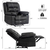 Fauteuil de massage inclinable en cuir respirant, canapé manuel inclinable pour salon