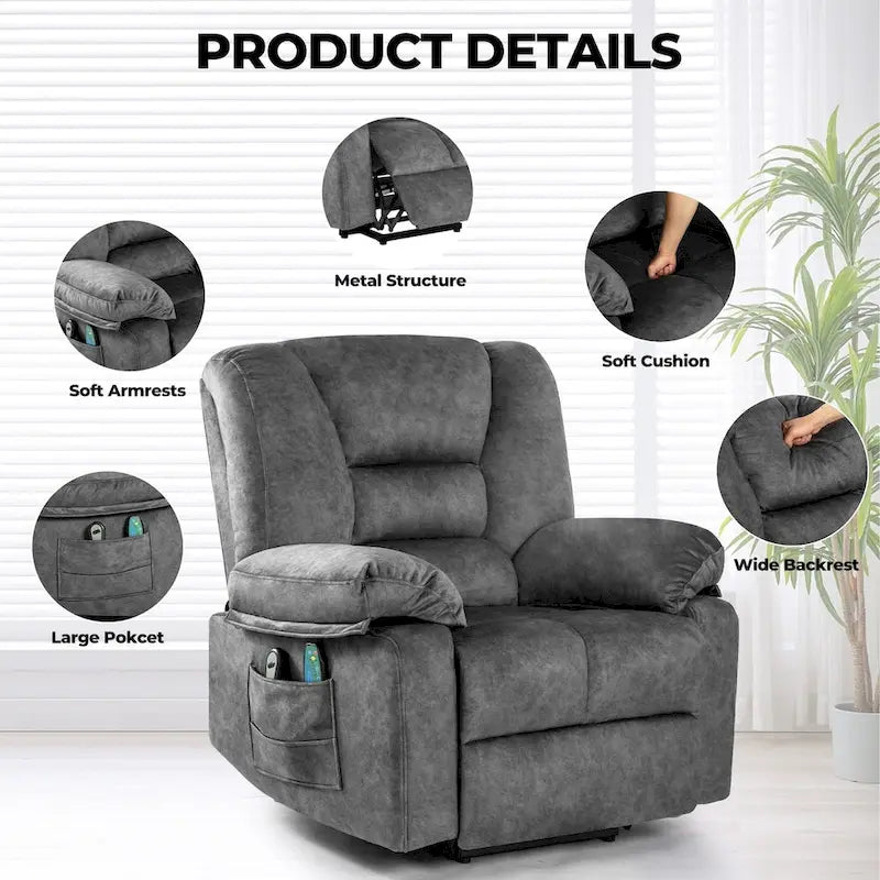 Fauteuil Canapé Élévateur Inclinable Électrique pour Personnes Âgées avec Massage