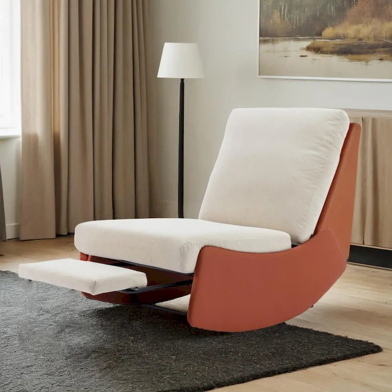 Chaise berçante inclinable moderne, fauteuil berçant confortable pour chambre de bébé avec repose-pieds, fauteuil de lecture d'appoint, fauteuil de détente rembourré