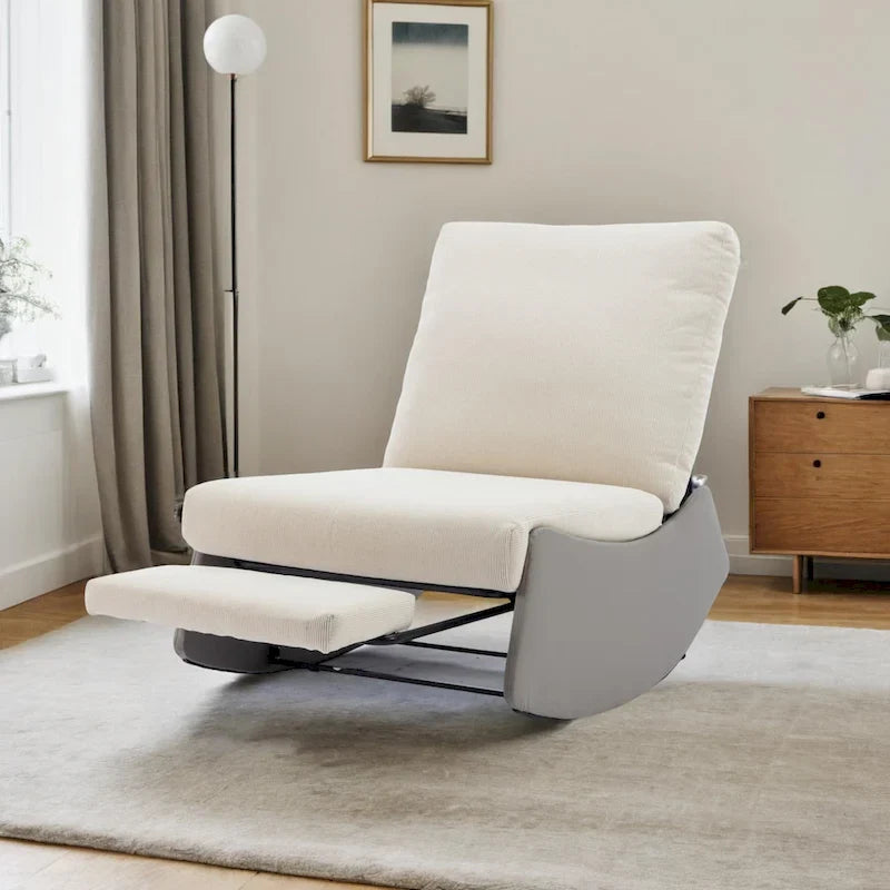 Chaise berçante inclinable moderne, fauteuil berçant confortable pour chambre de bébé avec repose-pieds, fauteuil de lecture d'appoint, fauteuil de détente rembourré