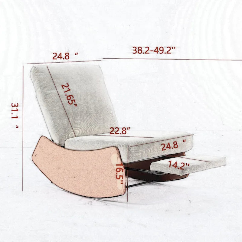 Chaise berçante inclinable moderne, fauteuil berçant confortable pour chambre de bébé avec repose-pieds, fauteuil de lecture d'appoint, fauteuil de détente rembourré