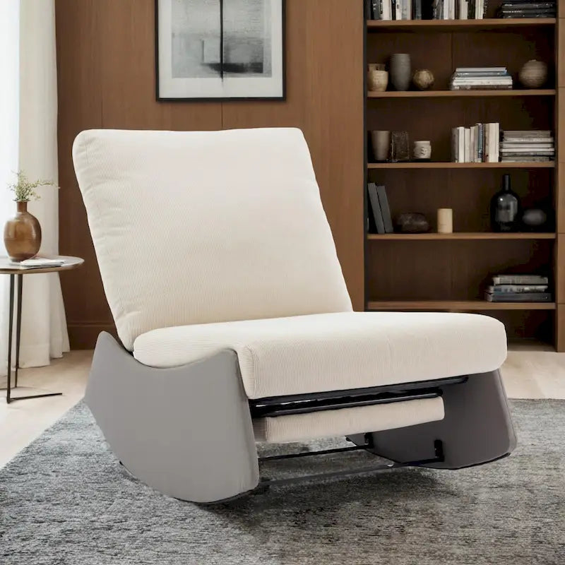 Chaise berçante inclinable moderne, fauteuil berçant confortable pour chambre de bébé avec repose-pieds, fauteuil de lecture d'appoint, fauteuil de détente rembourré