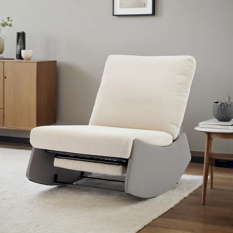 Chaise berçante inclinable moderne, fauteuil berçant confortable pour chambre de bébé avec repose-pieds, fauteuil de lecture d'appoint, fauteuil de détente rembourré