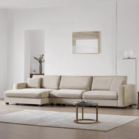 Canapé Sectionnel Surdimensionné en Velours Côtelé, Canapé Nuage Forme L avec Port de Chargement USB, Porte-Gobelet, Canapé-Lit Assise Profonde avec Méridienne 50 pouces
