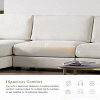 Canapé Sectionnel Surdimensionné en Velours Côtelé, Canapé Nuage Forme L avec Port de Chargement USB, Porte-Gobelet, Canapé-Lit Assise Profonde avec Méridienne 50 pouces