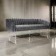 Canapé Decy 74 po, surpiqûres horizontales, assise coussinée, velours gris, argent