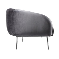 Canapé Decy 74 po, surpiqûres horizontales, assise coussinée, velours gris, argent