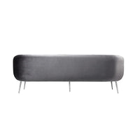 Canapé Decy 74 po, surpiqûres horizontales, assise coussinée, velours gris, argent