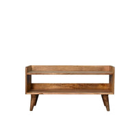 Banc de rangement nordique aspect chêne