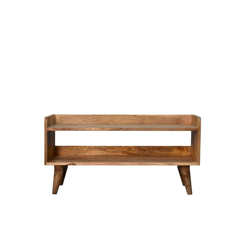 Banc de rangement nordique aspect chêne