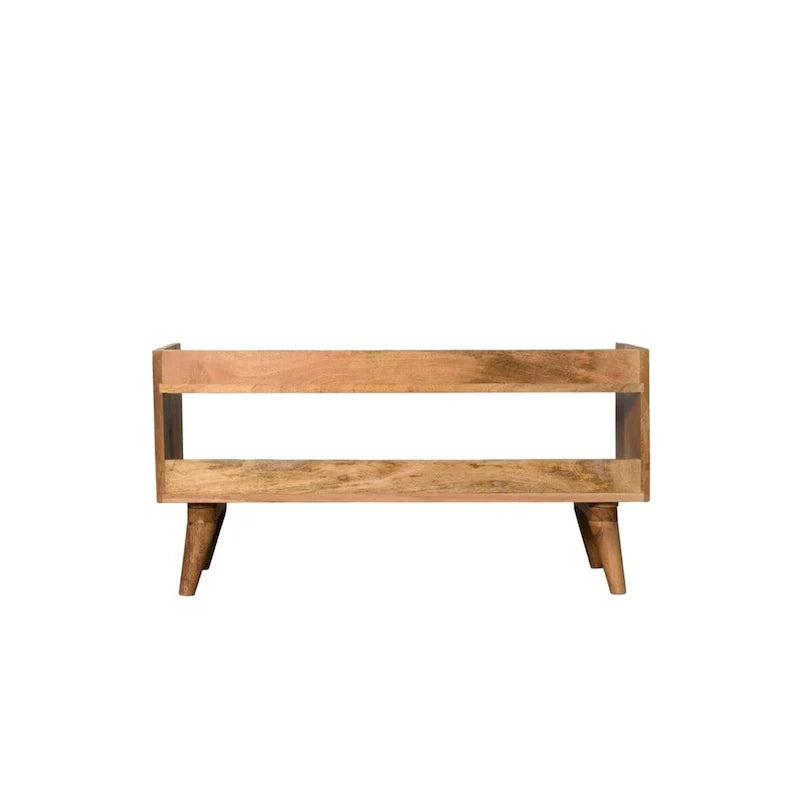 Banc de rangement nordique aspect chêne