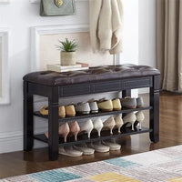 Banc à chaussures de rangement avec coussin - 31.5D x 13.8W x 18.9H