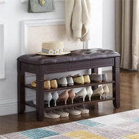 Banc à chaussures de rangement avec coussin - 31.5D x 13.8W x 18.9H