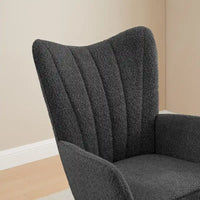 VANOMi 26.77 Large Fauteuil à bascule en tissu bouclette avec pieds en bois (Lot de 2)
