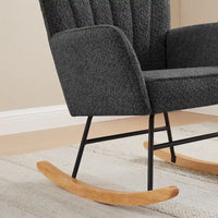 VANOMi 26.77 Large Fauteuil à bascule en tissu bouclette avec pieds en bois (Lot de 2)