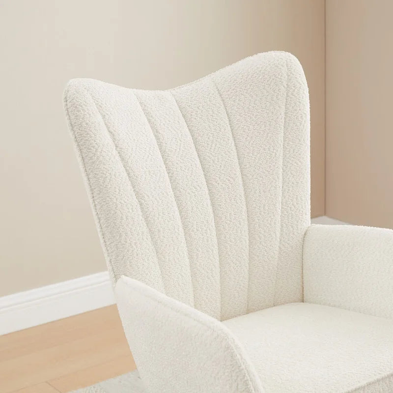 VANOMi 26.77 Large Fauteuil à bascule en tissu bouclette avec pieds en bois (Lot de 2)