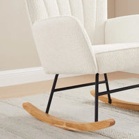 VANOMi 26.77 Large Fauteuil à bascule en tissu bouclette avec pieds en bois (Lot de 2)