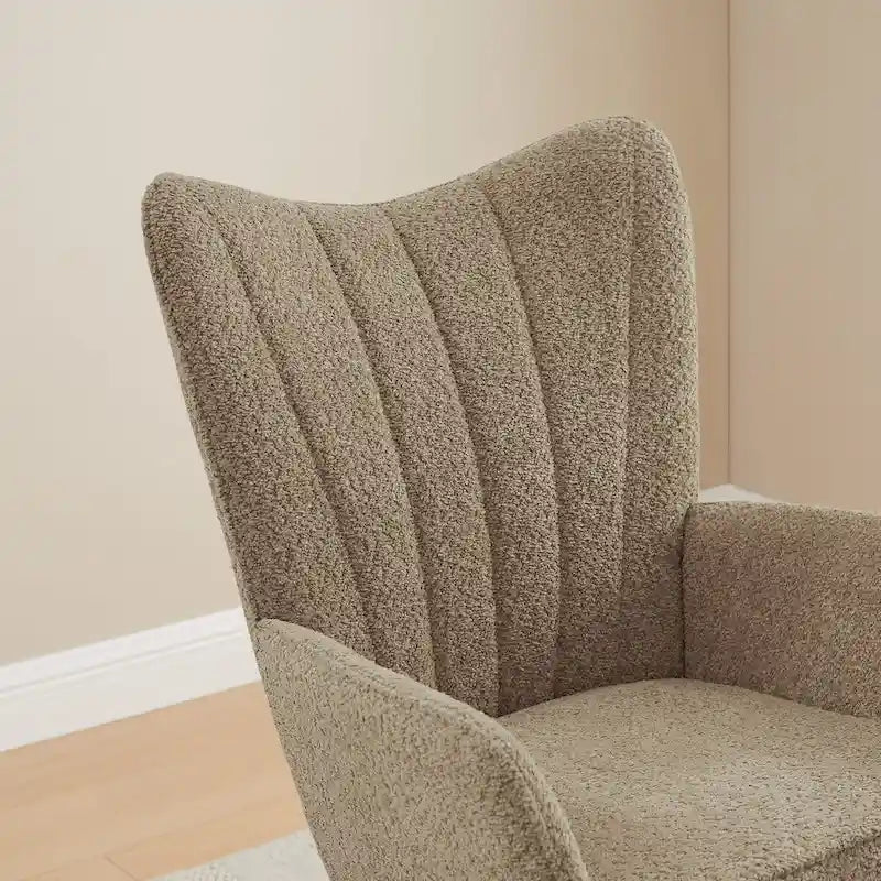 VANOMi 26.77 Large Fauteuil à bascule en tissu bouclette avec pieds en bois (Lot de 2)