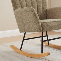 VANOMi 26.77 Large Fauteuil à bascule en tissu bouclette avec pieds en bois (Lot de 2)