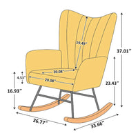 VANOMi 26.77 Large Fauteuil à bascule en tissu bouclette avec pieds en bois (Lot de 2)