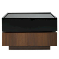 Table basse carrée rotative à 360° avec 2 tiroirs