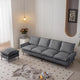 Canapé d'angle moderne 104,5 po avec revêtement en cuir technique et pouf convertible, gris foncé