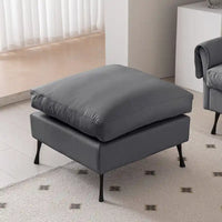 Canapé d'angle moderne 104,5 po avec revêtement en cuir technique et pouf convertible, gris foncé