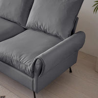 Canapé d'angle moderne 104,5 po avec revêtement en cuir technique et pouf convertible, gris foncé