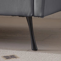Canapé d'angle moderne 104,5 po avec revêtement en cuir technique et pouf convertible, gris foncé