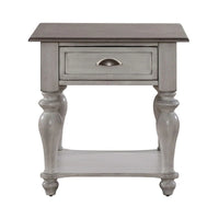 Table d'appoint avec tiroir Ocean Isle blanc antique et pin patiné