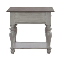 Table d'appoint avec tiroir Ocean Isle blanc antique et pin patiné