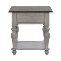 Table d'appoint avec tiroir Ocean Isle blanc antique et pin patiné
