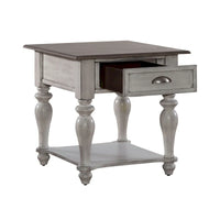 Table d'appoint avec tiroir Ocean Isle blanc antique et pin patiné