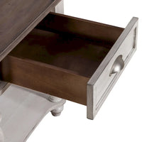 Table d'appoint avec tiroir Ocean Isle blanc antique et pin patiné