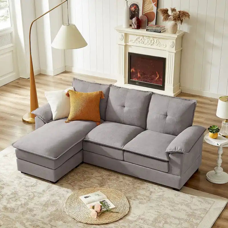 Canapé sectionnel en forme de L avec assises moelleuses façon nuage - 82.28 pouces - parfait pour le salon