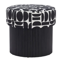 Pouf de rangement Boto noir et blanc