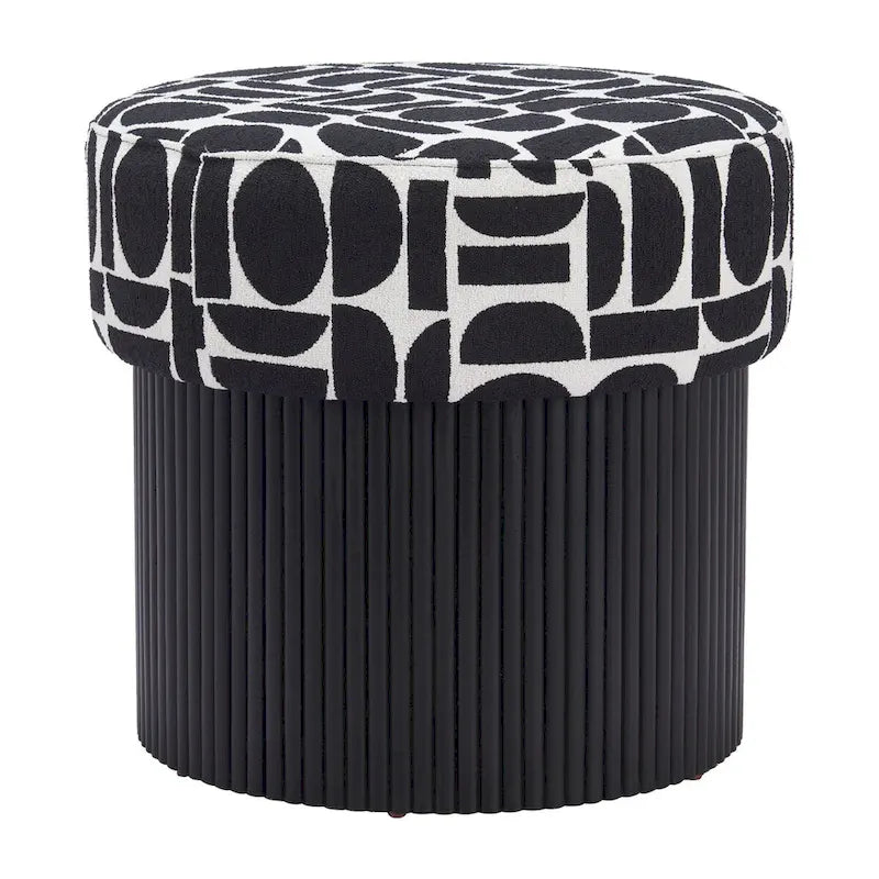 Pouf de rangement Boto noir et blanc