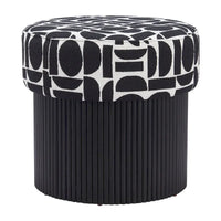 Pouf de rangement Boto noir et blanc