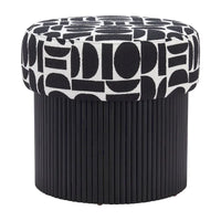 Pouf de rangement Boto noir et blanc