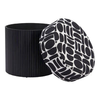 Pouf de rangement Boto noir et blanc