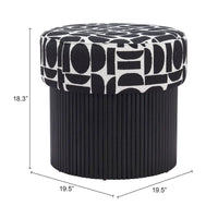 Pouf de rangement Boto noir et blanc